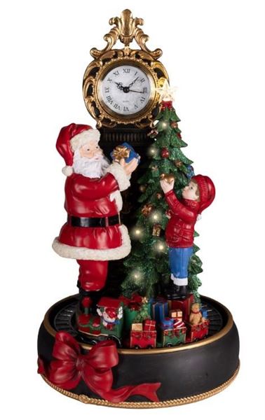 OROLOGIO IN POLIRESINA C/BABBO NATALE/BAMBINO 28X30XH48.5CM
