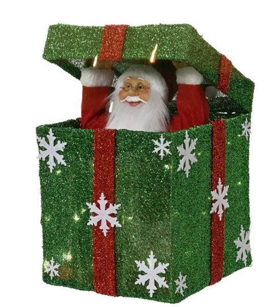 SCATOLA SANTA CLAUS LED BATTERIA NDOOR CM25X25X50H GREEN/RED
