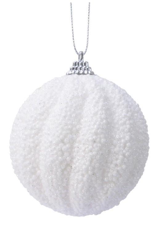 PALLINA NATALE PLASTICA DIA8CM PERLINE WHITE
