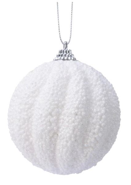 PALLINA NATALE PLASTICA DIA8CM PERLINE WHITE