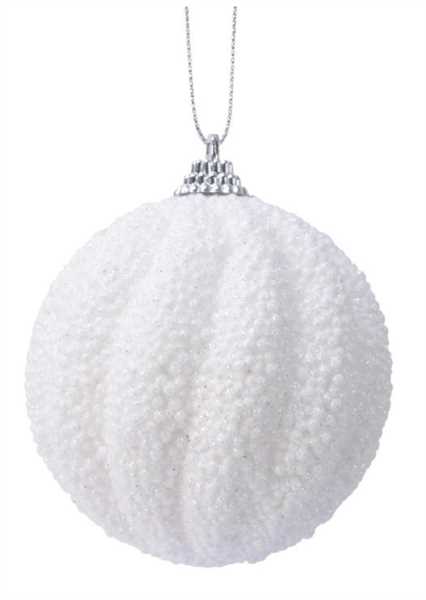 PALLINA NATALE PLASTICA DIA8CM PERLINE WHITE