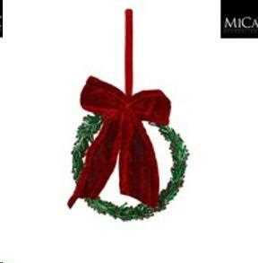 DECORO ORNAMENTALE PVC VERDE CON FIOCCO ROSSO H2XD12 CM