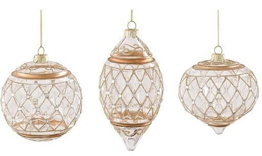 PALLINA VETRO ORO 3 MOD. ASS. SFERA/CIPOLLA/GOCCIA D10 CM