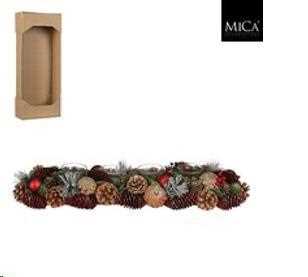PORTACANDELE DA TAVOLO ETON ROSSO NATURALE 54X16,5XH10CM