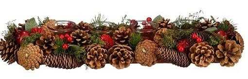 PORTACANDELE DA TAVOLO LANDON MARRONE NATURALE 54X16,5XH10CM