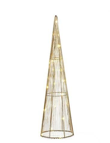 ALBERO CONO CHAMPAGNE 20 LED A BATTERIE H50XD15 CM