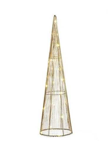 ALBERO CONO CHAMPAGNE 20 LED A BATTERIE H50XD15 CM