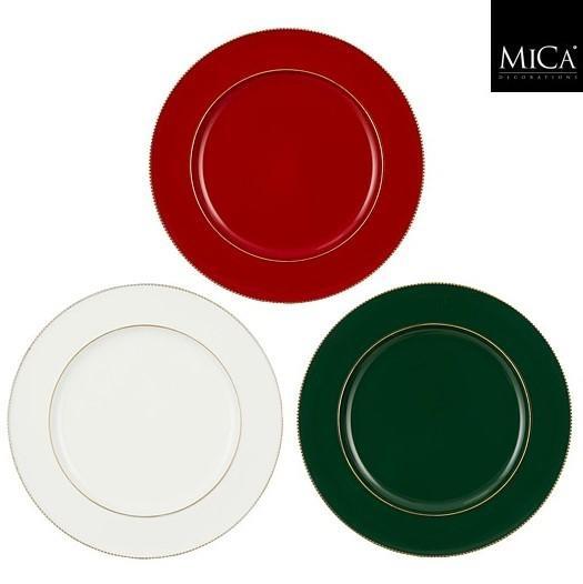 PIATTO DECORATIVO MILA PE  3 COL.ASS. VERDE/ROSSO/BIANCO H2X