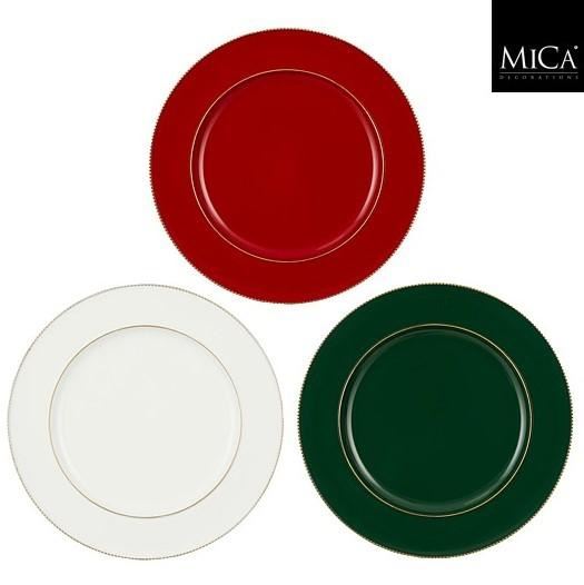 PIATTO DECORATIVO MILA PE  3 COL.ASS. VERDE/ROSSO/BIANCO H2X