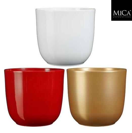 VASO TUSCA CERAMICA 3 COL.ASS. BIANCO/ROSSO/ORO H25XD28 CM