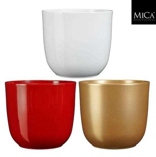 VASO TUSCA CERAMICA 3 COL.ASS. BIANCO/ROSSO/ORO H25XD28 CM