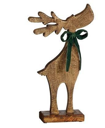 DECORAZIONE RENNA MARRONE IN LEGNO FSC 100% 24X8XH42 CM