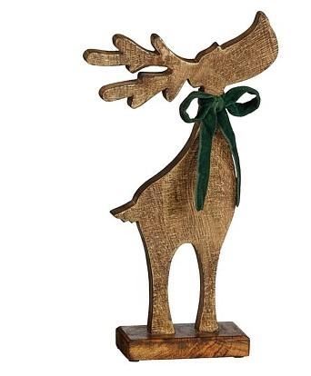 DECORAZIONE RENNA MARRONE IN LEGNO FSC 100% 24X8XH42 CM