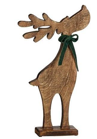 DECORAZIONE RENNA MARRONE IN LEGNO FSC 100% 29X8XH53 CM