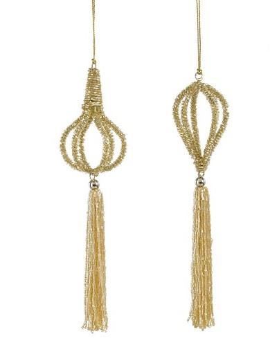 DECORO PENDENTE ORO PERLINE VETRO 2 MOD.ASS.22X5 CM