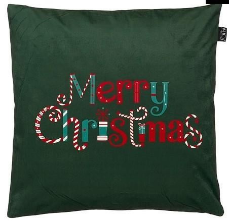 CUSCINO VERDE MERRY CHRISTMAS 45X45XH16 CM