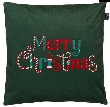 CUSCINO VERDE MERRY CHRISTMAS 45X45XH16 CM