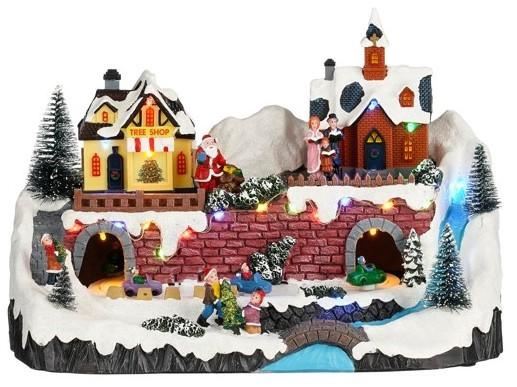VILLAGGIO DI NATALE CON AUTO IN PS A BATTERIE 33X19,5XH22,5