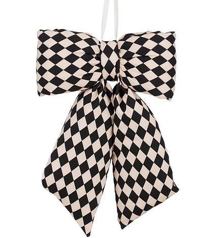 FIOCCO A QUADRI NERO IN COTONE 38X28XH7 CM