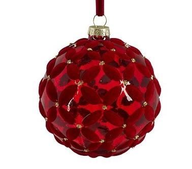 PALLINA ROSSA FIORI ROSSI VETRO D10 CM