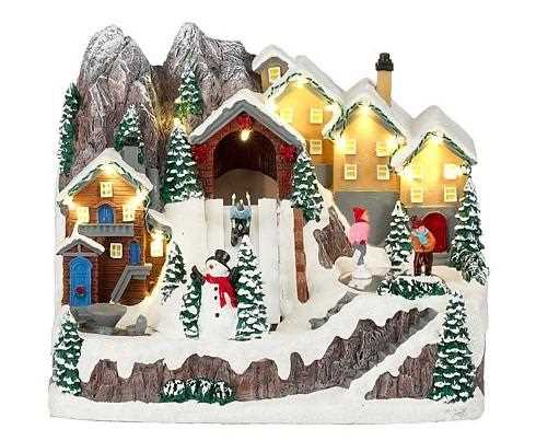 PAESAGGIO INNEVATO C/LED A BATTERIE CM.26X18X21H.