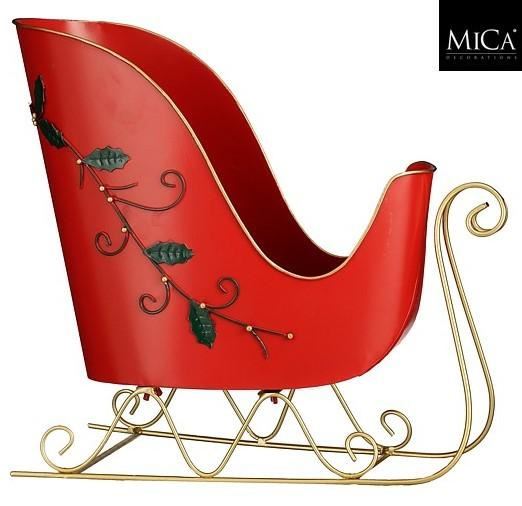 DECORO SLITTA ROSSA/ORO METALLO CM.37X20X36
