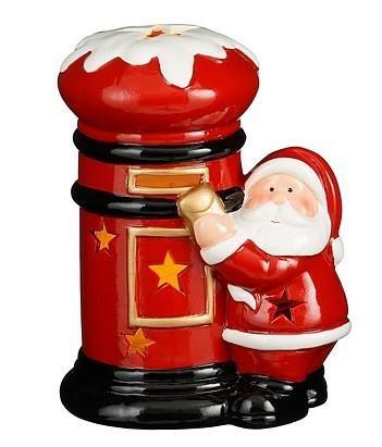 CASSETTA POSTALE CERAMICA BABBO NATALE LED ROSSO  BATTERIA C