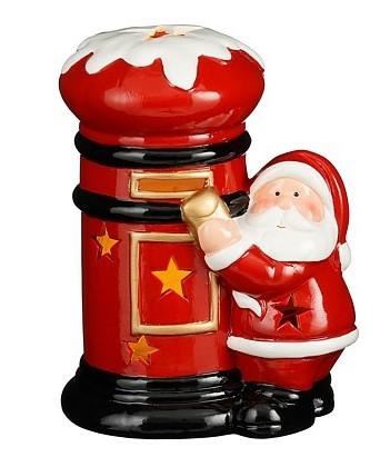 CASSETTA POSTALE CERAMICA BABBO NATALE LED ROSSO  BATTERIA C