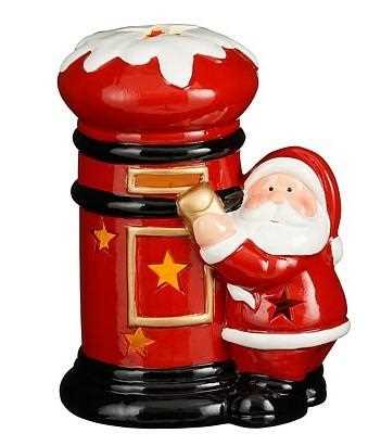 CASSETTA POSTALE CERAMICA BABBO NATALE LED ROSSO  BATTERIA C