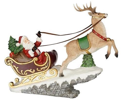 DECOROE SLITTA BABBO NATALE ROSSO RESINA CM.53X15X45