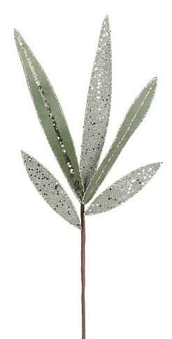 RAMO FOGLIE VERDE PVC GLITTER CM.58