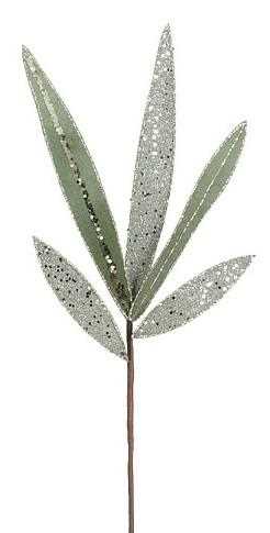 RAMO FOGLIE VERDE PVC GLITTER CM.58