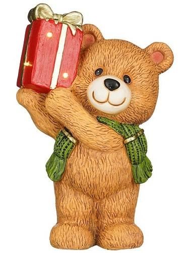 DECORO ORSO C/PACCO RESINA LED BATTERIE CM.27X16X39
