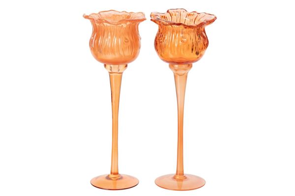 PORTA TLIGHT TULIP VETRO ARANCIO ASS.2MOD. (10,5x10,5x27cm)