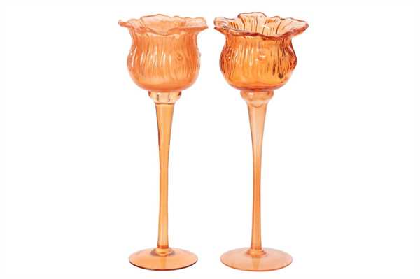 PORTA TLIGHT TULIP VETRO ARANCIO ASS.2MOD. (10,5x10,5x27cm)