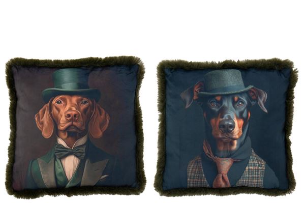 CUSCINO CANE POLIESTERI MARRONE/VERDE (45x45x15cm)