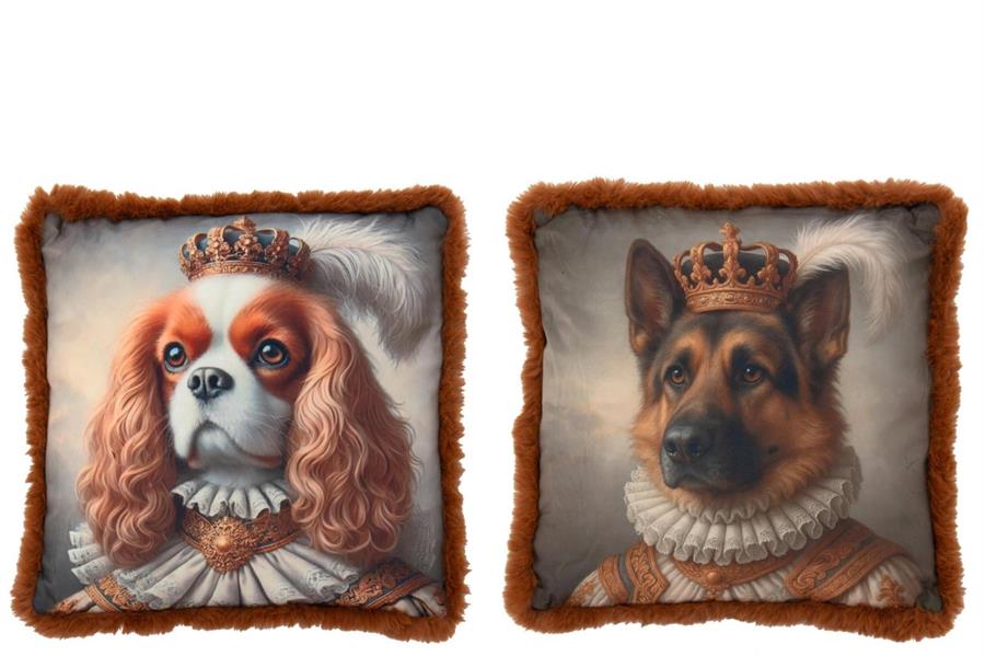 CUSCINO CANE POLIESTERI RUGGINE ASS2 (45x45x15cm)