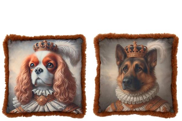 CUSCINO CANE POLIESTERI RUGGINE ASS2 (45x45x15cm)