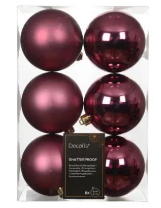 CONFEZIONE 6 PALLINE POLISTIRENE MIX D.8CM DARK ROSE