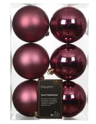 CONFEZIONE 6 PALLINE POLISTIRENE MIX D.8CM DARK ROSE
