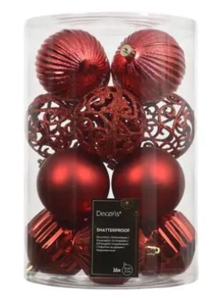 CONFEZIONE 16 PALLINE POLISTIRENE CHRISTMAS RED D.8CM