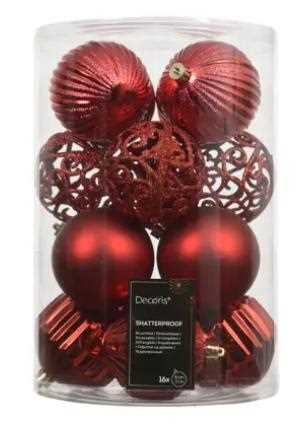 CONFEZIONE 16 PALLINE POLISTIRENE CHRISTMAS RED D.8CM