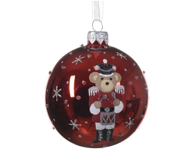 PALLINA IN VETRO ORSO/SCHIACCIANOCI CHRISTMAS RED D.8CM