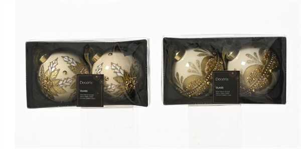 PALLINA IN VETRO C/PERLINE GLITTER 2ASS. D.8CM