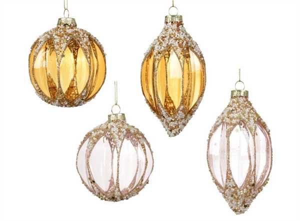 PALLINA IN VETRO TRANSPARENT C/PERLINE 4ASS. D.8CM