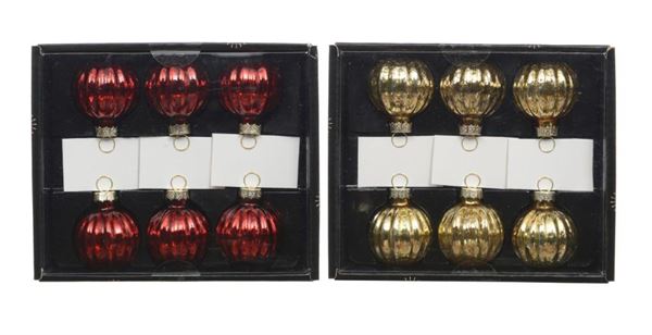 BOX 6 PALLINE VETRO ORO O ROSSO  D.4CM
