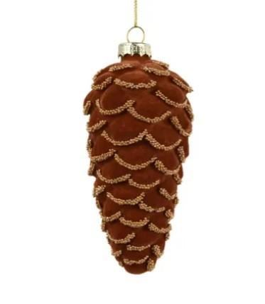 PENDENTE PIGNA VETRO C/PERLE D.6XH.12.5CM