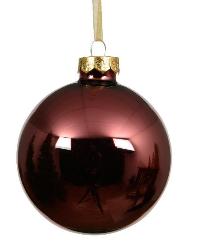 SFERA NATALE VETRO LUCIDA D.15CM OXBLOOD
