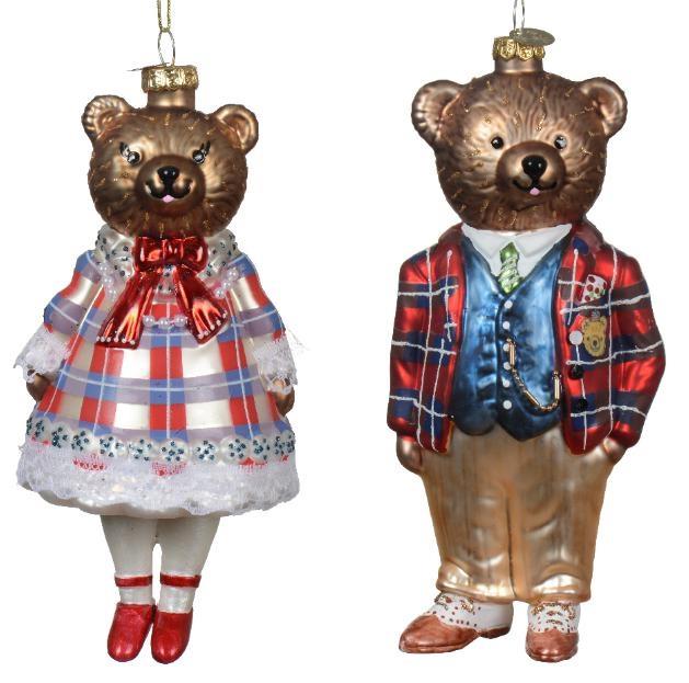 DECORO PER ALBERO VETRO ORSO MARRONE 7X6.8XH.16CM