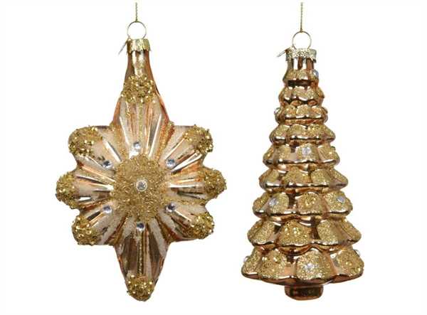 DECORO PER ALBERO VETRO 2ASS. ORO D.7.5XH.12CM